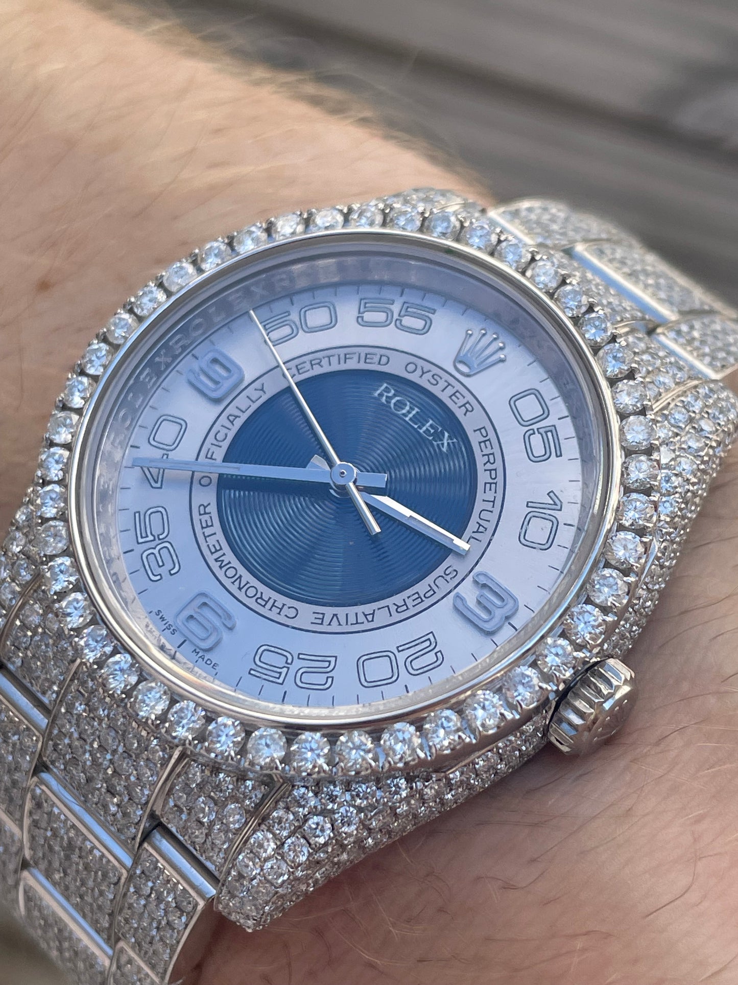 Rolex Oyster Perpetual 36mm Custom Diamond After Set