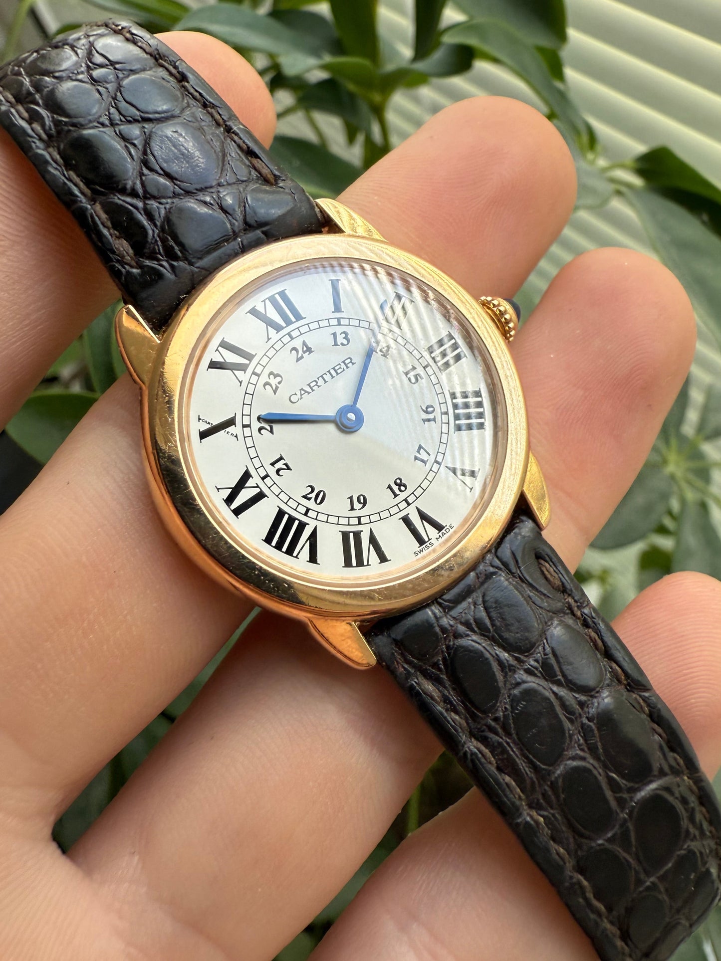 Cartier Ronde Solo 18K Gold Leather Strap Ref.3600 Ladies Watch Box And Papers