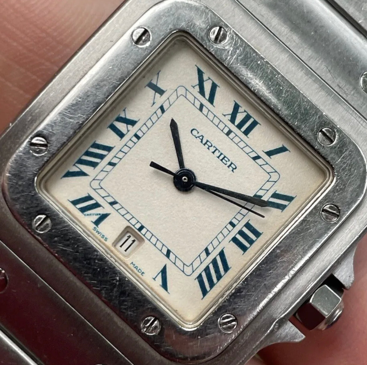 Cartier Santos Galbee Ref.1564 Rare Blue Roman Numeral Dial