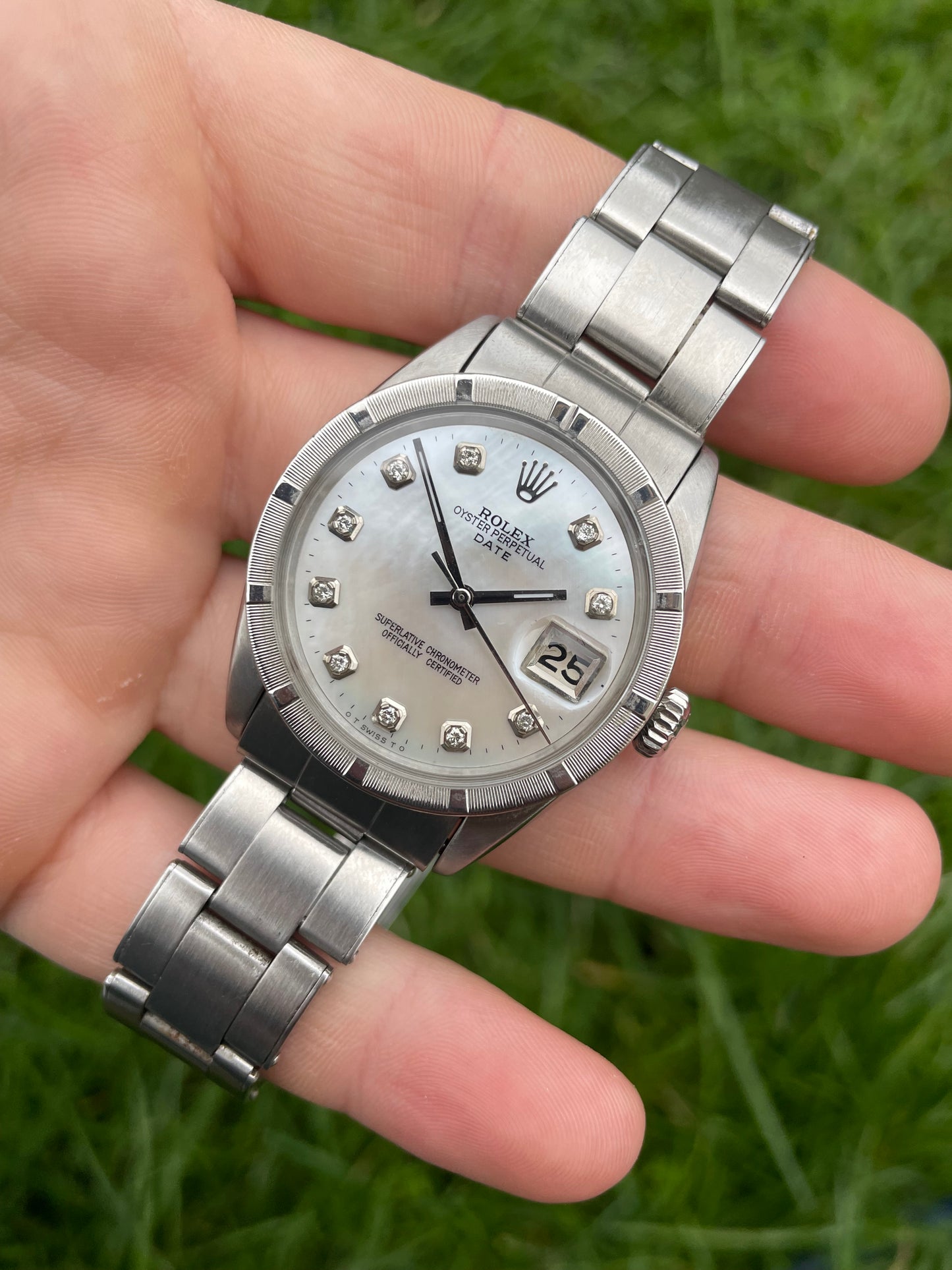 Rolex Oyster Perpetual Date Ref.1501 Custom MOP Diamond Dial