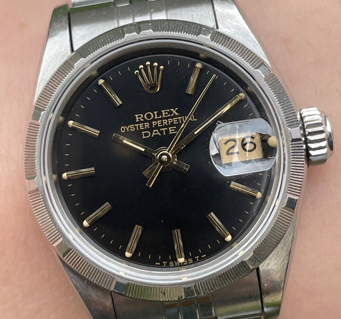 Rolex Ladies Datejust 26mm Ref.69190 Black and Gold Dial